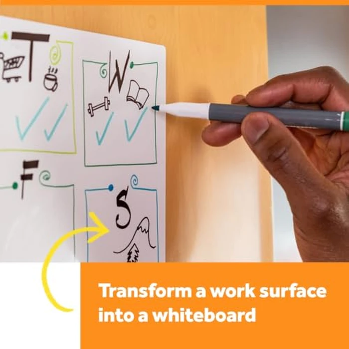 Post-it Dry Erase Whiteboard Film Surface for Walls, Doors, Tables, Chalkboards, Whiteboards, and More, Removable, Stain-Proof, Easy Installation, 3 ft x 2 ft Roll, White, 3 x 2 Feet (DEF3x2) by Post-It - Image 5
