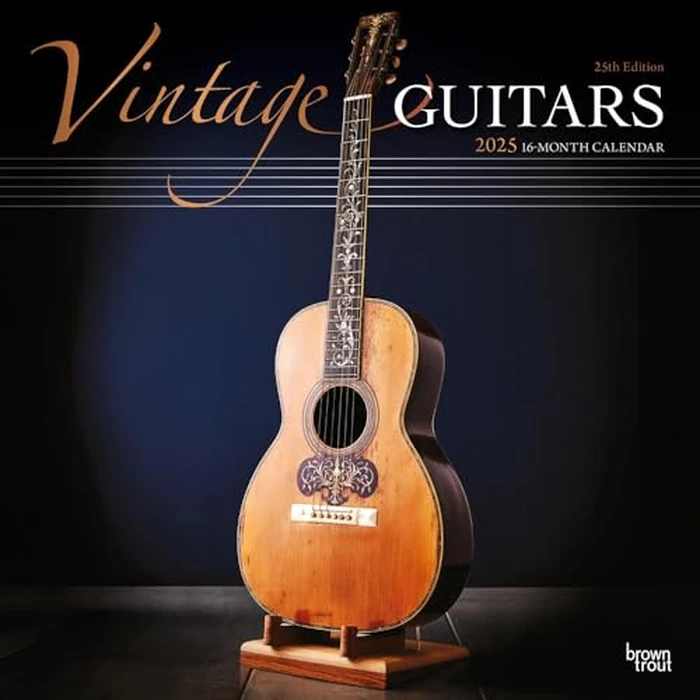 Vintage Guitars | 2025 12 x 24 Inch Monthly Square Wall Calendar | Foil Stamped Cover | BrownTrout | Instrument Classic by BrownTrout - Used - Like New condition - CA$3.68