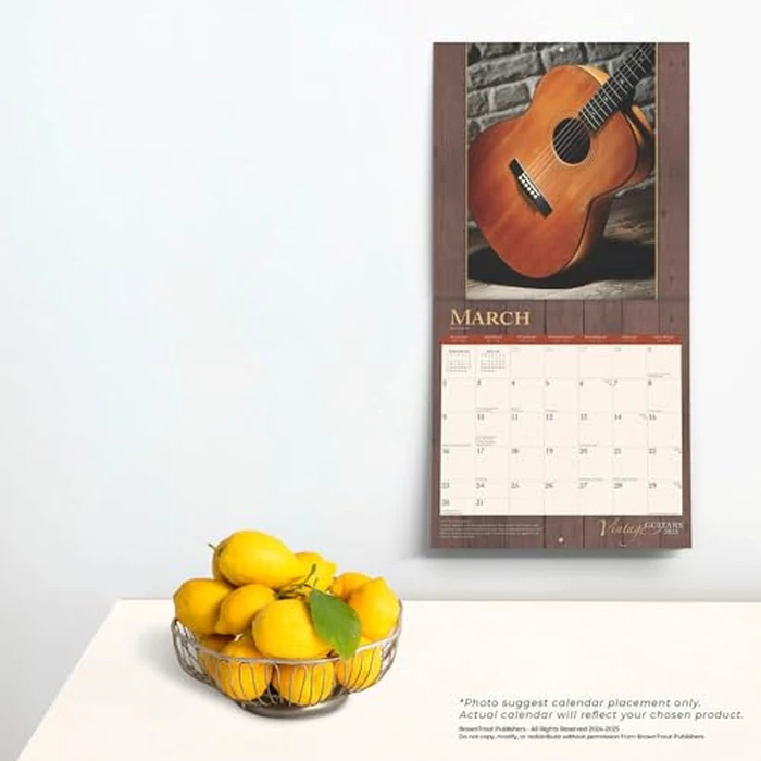 Vintage Guitars | 2025 12 x 24 Inch Monthly Square Wall Calendar | Foil Stamped Cover | BrownTrout | Instrument Classic by BrownTrout - Image 2