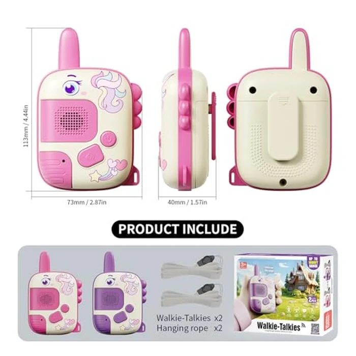 Walkie Talkies Toys for Girls:Unicorn Toys 2 Pack Birthday Gifts for 3 4 5-7 8 Year Old Girls Toy for 4 5 6 7 8-10 Year Old Camping Outdoor Games,Christmas Stocking Stuffers for Girls Kids by JKGIFTS - Image 2