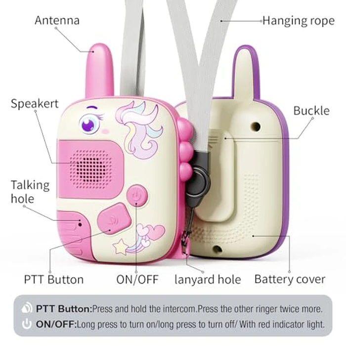 Walkie Talkies Toys for Girls:Unicorn Toys 2 Pack Birthday Gifts for 3 4 5-7 8 Year Old Girls Toy for 4 5 6 7 8-10 Year Old Camping Outdoor Games,Christmas Stocking Stuffers for Girls Kids by JKGIFTS - Image 4