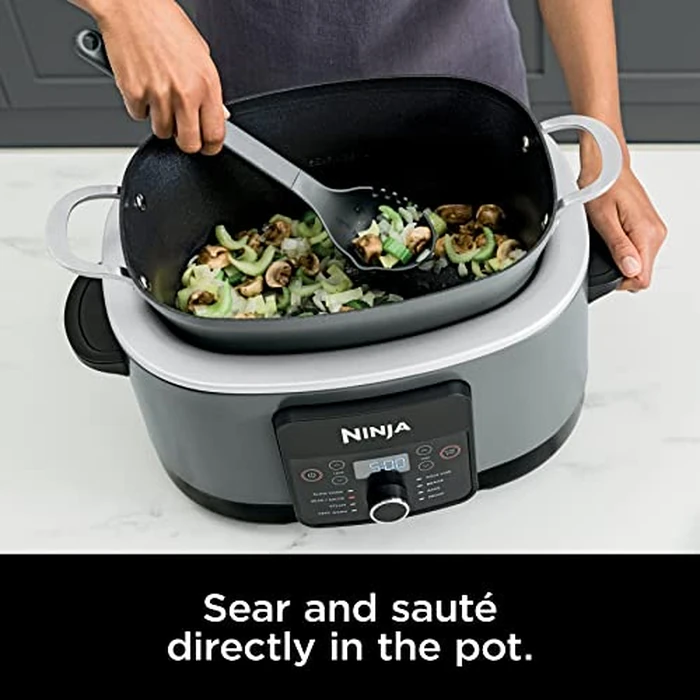 Ninja MC1001C Foodi PossibleCooker PRO 8.5 Quart Multi-Cooker, with 8-in-1 Slow Cooker,Dutch Oven,Steamer &More,Glass Lid & Integrated Spoon,Nonstick,Oven Safe Pot to 500 degreesF,Sea Salt Gray,Sea Salt Grey by Ninja - Image 3