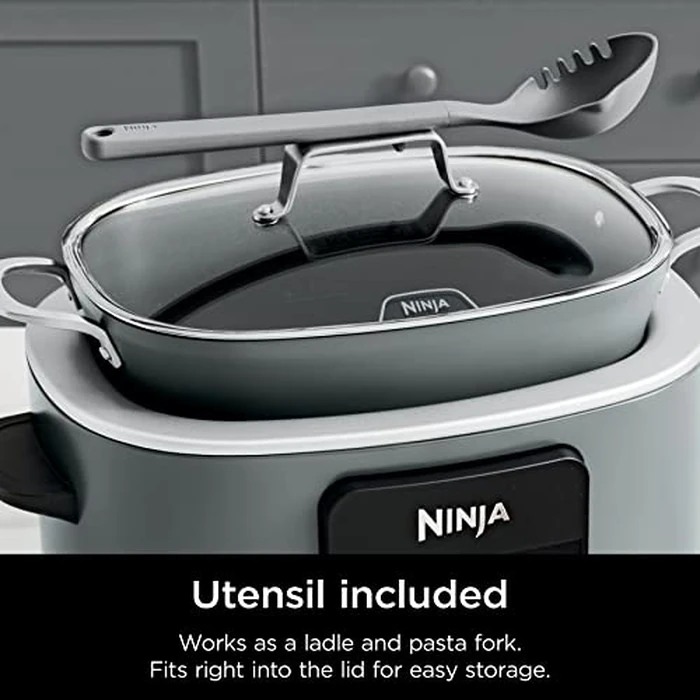 Ninja MC1001C Foodi PossibleCooker PRO 8.5 Quart Multi-Cooker, with 8-in-1 Slow Cooker,Dutch Oven,Steamer &More,Glass Lid & Integrated Spoon,Nonstick,Oven Safe Pot to 500 degreesF,Sea Salt Gray,Sea Salt Grey by Ninja - Image 4
