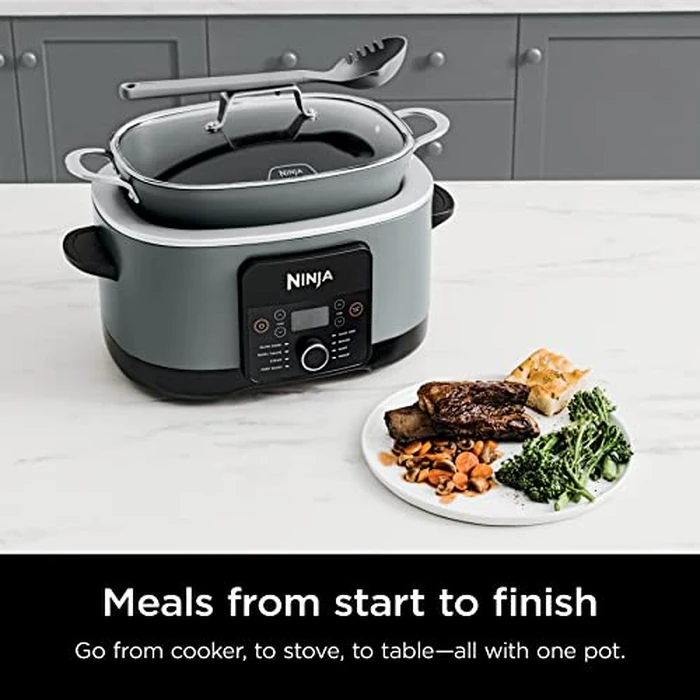 Ninja MC1001C Foodi PossibleCooker PRO 8.5 Quart Multi-Cooker, with 8-in-1 Slow Cooker,Dutch Oven,Steamer &More,Glass Lid & Integrated Spoon,Nonstick,Oven Safe Pot to 500 degreesF,Sea Salt Gray,Sea Salt Grey by Ninja - Image 7