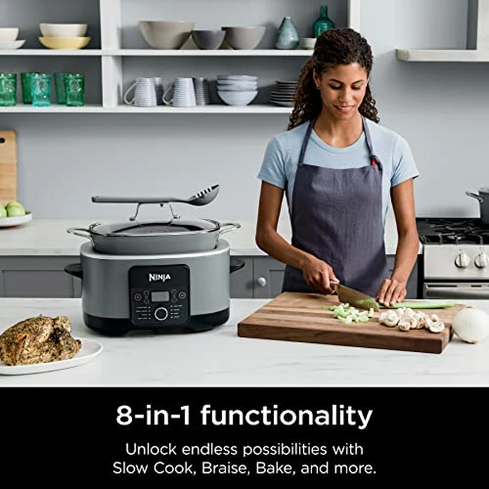 Ninja MC1001C Foodi PossibleCooker PRO 8.5 Quart Multi-Cooker, with 8-in-1 Slow Cooker,Dutch Oven,Steamer &More,Glass Lid & Integrated Spoon,Nonstick,Oven Safe Pot to 500 degreesF,Sea Salt Gray,Sea Salt Grey by Ninja - Image 8