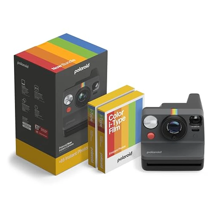 Polaroid Now 3rd Generation I-Type Instant Camera + Film Bundle - Now Black Camera + 16 Color Photos (6560) by Polaroid - Used - Very Good condition - CA$162.62