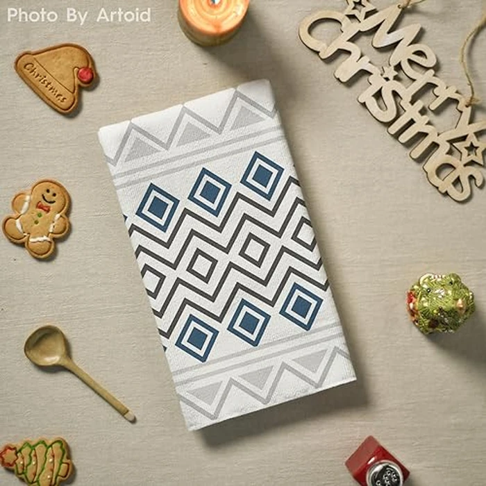 Artoid Mode Blue Grey Stripes Home Sweet Home Boho Winter Kitchen Towels Dish Towels, 18x26 Inch Christmas Holiday Decoration Hand Towels Set of 4 by Artoid Mode - Image 4