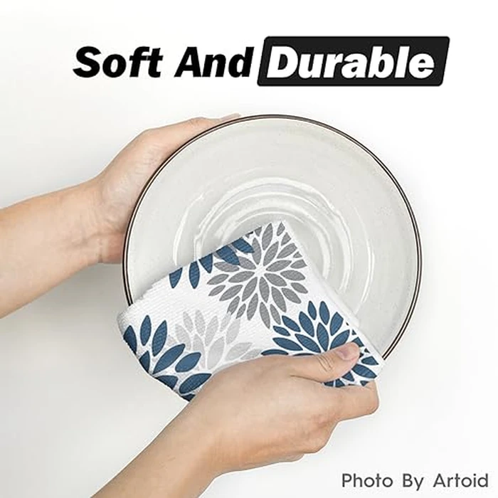 Artoid Mode Blue Grey Stripes Home Sweet Home Boho Winter Kitchen Towels Dish Towels, 18x26 Inch Christmas Holiday Decoration Hand Towels Set of 4 by Artoid Mode - Image 5