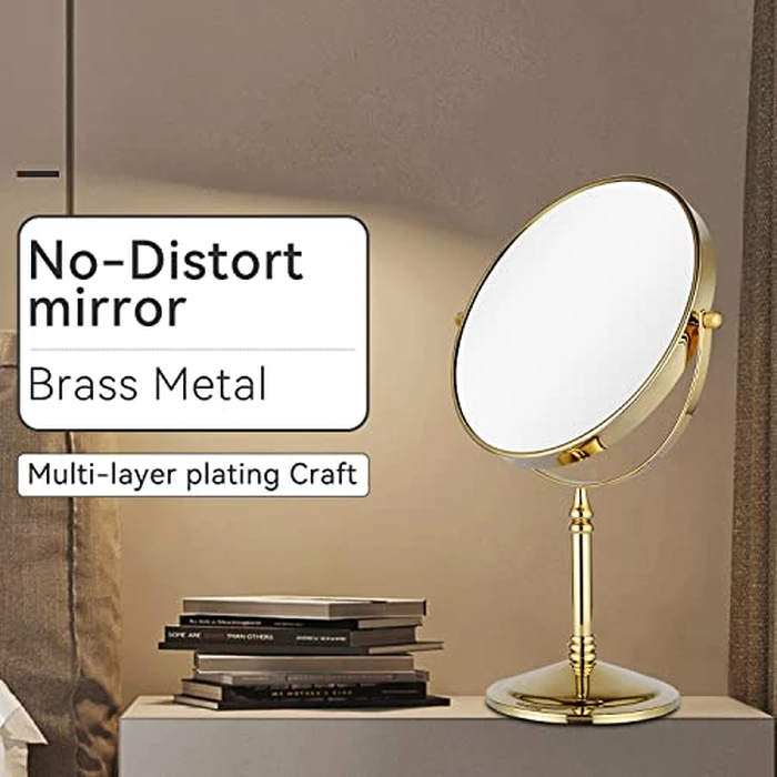 DOWRY Makeup Mirror 10x Magnification Vanity Mirror Tabletop Two-Sided Swivel Gifts for Women Wife Mom Teengirls Gold Finish(10X) by DOWRY - Image 4