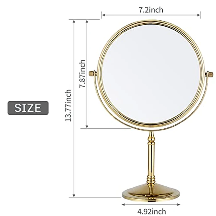 DOWRY Makeup Mirror 10x Magnification Vanity Mirror Tabletop Two-Sided Swivel Gifts for Women Wife Mom Teengirls Gold Finish(10X) by DOWRY - Image 5