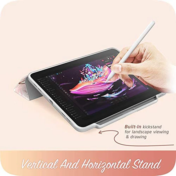 i-Blason Cosmo Case for New iPad Pro 12.9 Inch (2020 Release), Full-Body Trifold Stand Protective Case Smart Cover with Auto Sleep/Wake & Pencil Holder (Marble) by i-Blason - Image 2