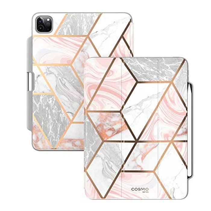 i-Blason Cosmo Case for New iPad Pro 12.9 Inch (2020 Release), Full-Body Trifold Stand Protective Case Smart Cover with Auto Sleep/Wake & Pencil Holder (Marble) by i-Blason - Image 6