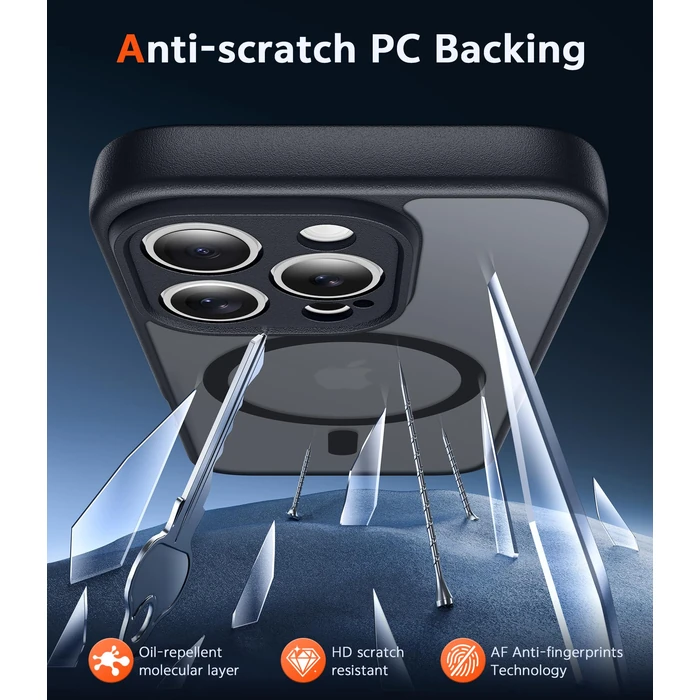 FNTCASE for iPhone 16 Pro-Max Case: Matte Magnetic Phone Cases with Screen Protector Compatible with Magsafe Slim Anti Yellowing Rugged Shockproof Protective Translucent Cell Cover (C-Black) by FNTCASE - Image 5