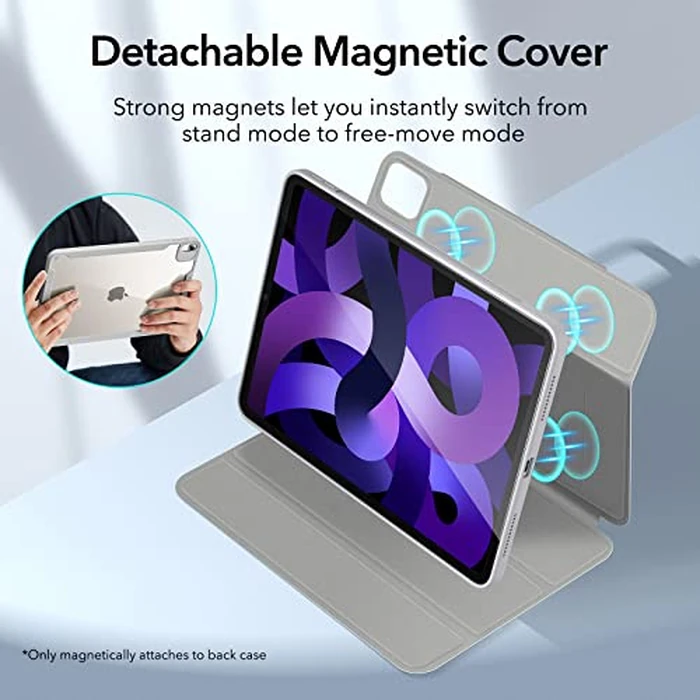 ESR for iPad Air 11 Inch Case M4/M3/M2 (2026/2025/2024), iPad Air 5th/4th Gen (2022/2020) 10.9 Inch with Pencil Holder, Removable Magnetic Cover, Vertical Stand, Rebound 360 Series, Grey by ESR - Image 3