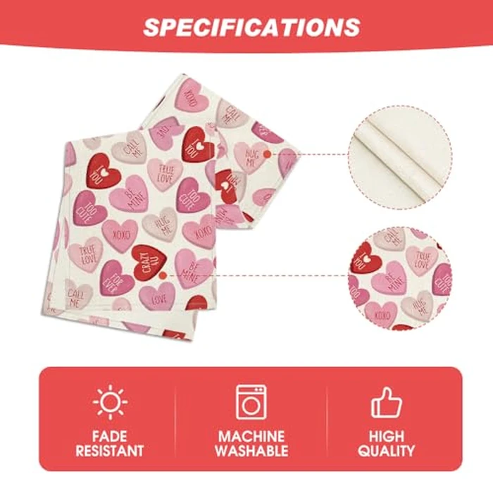 Artoid Mode Pink Ture Love Heart Valentine's Table Runner, Festival Anniversary Kitchen Dining Table Decoration for Home Party Decor 13x120 Inch by Artoid Mode - Image 5