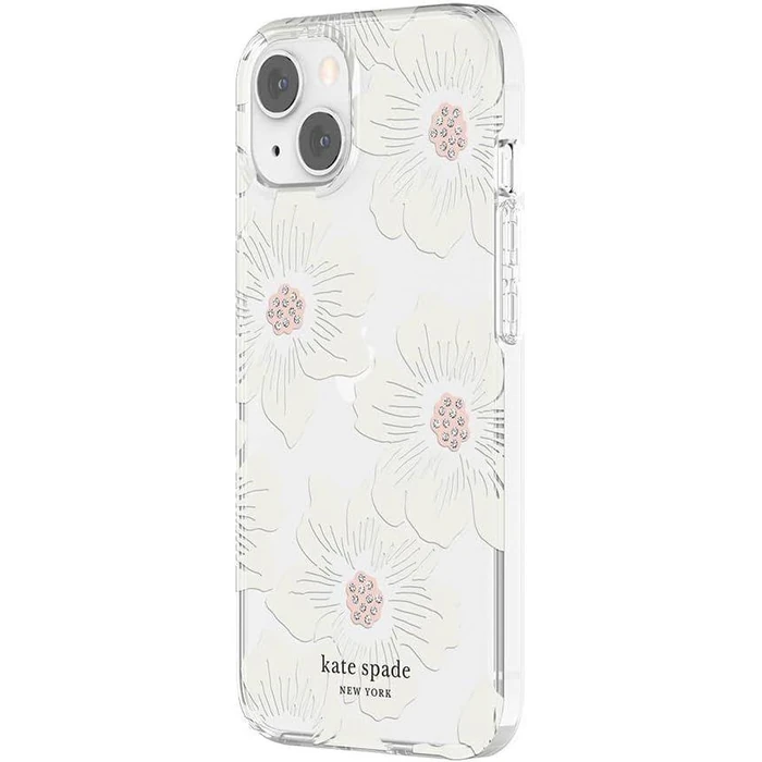 Kate Spade New York Protective Hardshell Phone Case for iPhone 13 - Hollyhock Floral Clear by Incipio - Image 3