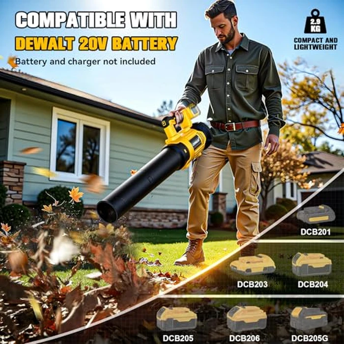 LIVOWALNY Leaf Blower Cordless Compatible with Dewalt 20V Battery, 500CFM Brushless Electric Blower, Handheld Battery Powered 6 Speed Modes, 150MPH Powerful for Lawn & Snow (Tool Only) by LIVOWALNY - Image 6