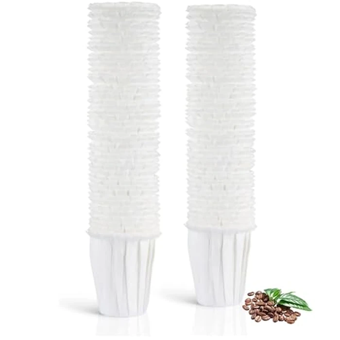 200 Pack Disposable Paper Coffee Filters K Cup Paper Filters for 2.0 K-eurig Single Brewer Reusable Cups, K-Cup Coffee Pods, Fit Most 2.0 K eurig Single Serve Filter Brands Coffee Pods (White, Large) by HAILASRE - Image 1