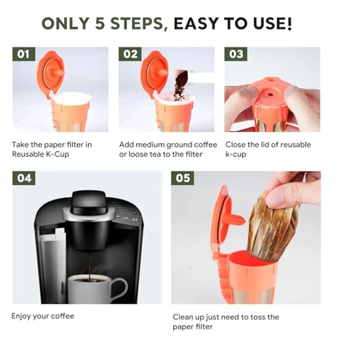 200 Pack Disposable Paper Coffee Filters K Cup Paper Filters for 2.0 K-eurig Single Brewer Reusable Cups, K-Cup Coffee Pods, Fit Most 2.0 K eurig Single Serve Filter Brands Coffee Pods (White, Large) by HAILASRE - Image 5