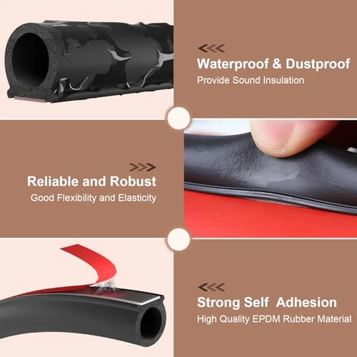 alophoty 10 Ft Rubber Weather Stripping Door Seal, D Shaped Automotive Weather Stripping, Car Door Seal Strip, Self Adhesive Soundproofing Weatherstripping for Doors Windows Car Truck Auto RV by alophoty - Image 3