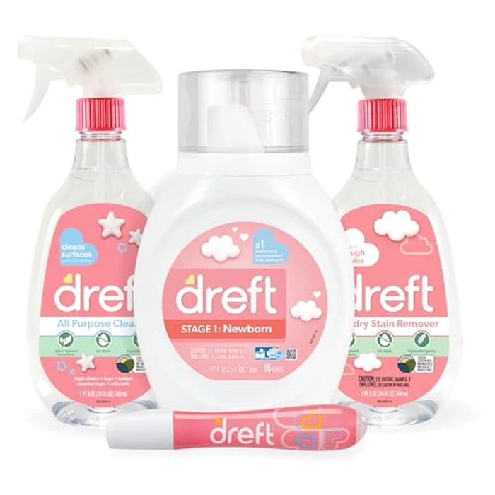 Baby Gifts Set by Dreft, Baby and Mom Gift Set with Liquid Laundry Detergent, Laundry Stain Remover, Stain Remover Pen & All Purpose Cleaner Spray, Great for Baby Showers by Dreft - Image 1
