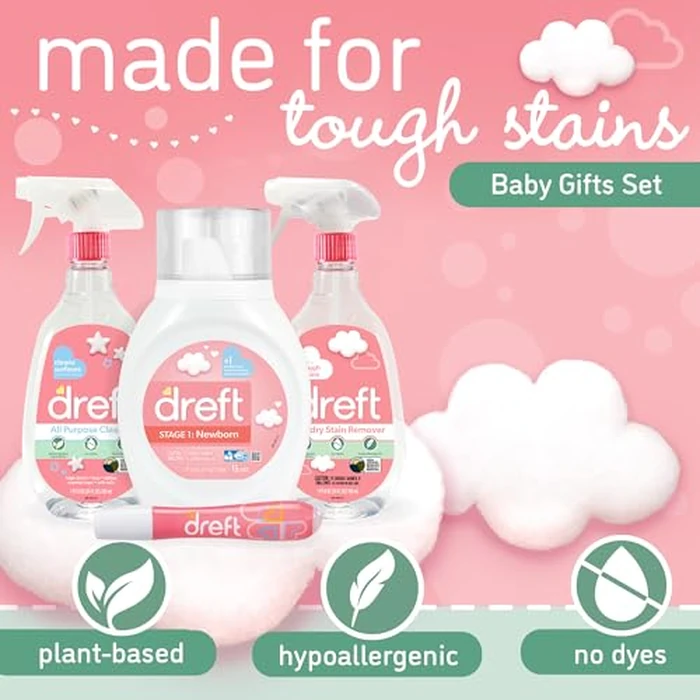 Baby Gifts Set by Dreft, Baby and Mom Gift Set with Liquid Laundry Detergent, Laundry Stain Remover, Stain Remover Pen & All Purpose Cleaner Spray, Great for Baby Showers by Dreft - Image 2