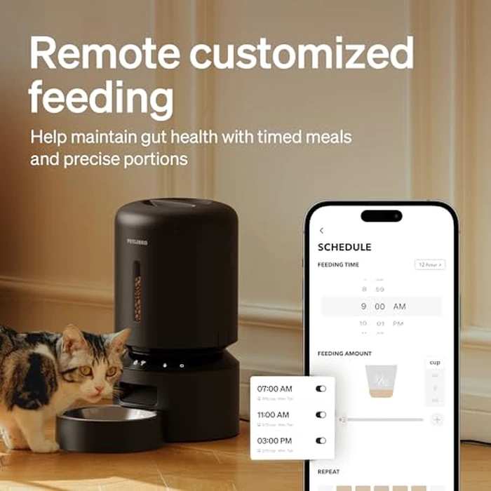PETLIBRO Automatic Cat Feeder, 5G WiFi Automatic Dog Food Dispenser with Freshness Preservation, 5L Timed Pet Feeder with Low Food Sensor, Up to 10 Meals Per Day, Granary Black by PETLIBRO - Image 3