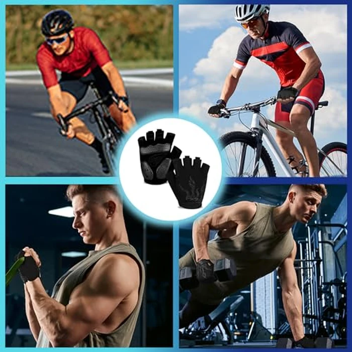 MOREOK Cycling Gloves Bike Gloves for Men/Women-[5MM Gel Pad] Half Finger Bicycle Biking Gloves for Cycling/Weight Lifting/Gym/Motorcycle/Rowing/Outdoor Sports-050-BLACK-M by MOREOK - Image 5