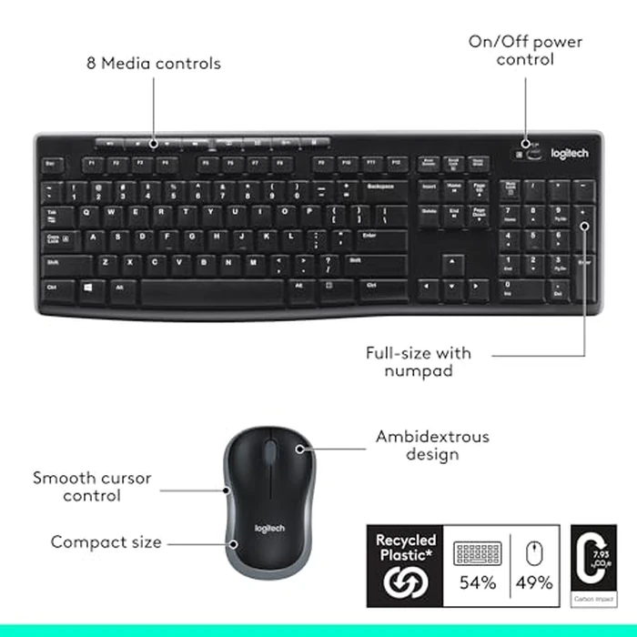Logitech MK270 Wireless Keyboard and Mouse Combo for Windows, 2.4 GHz Wireless, Compact Mouse, 8 Multimedia and Shortcut Keys, 2-Year Battery Life, for PC, Laptop by Logitech - Image 7