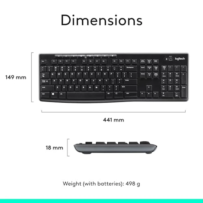Logitech MK270 Wireless Keyboard and Mouse Combo for Windows, 2.4 GHz Wireless, Compact Mouse, 8 Multimedia and Shortcut Keys, 2-Year Battery Life, for PC, Laptop by Logitech - Image 9