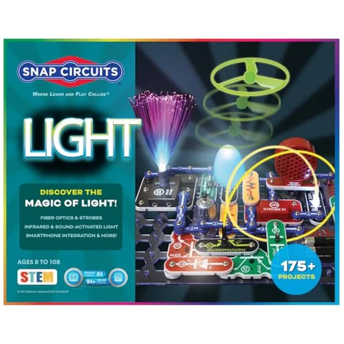 Snap Circuits Light Electronics Exploration Kit | Over 175 Exciting STEM Projects | Full Color Project Manual | 55+ Snap Circuits Parts | STEM Educational Toys for Kids 8+ by Snap Circuits - Image 1