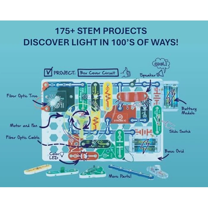 Snap Circuits Light Electronics Exploration Kit | Over 175 Exciting STEM Projects | Full Color Project Manual | 55+ Snap Circuits Parts | STEM Educational Toys for Kids 8+ by Snap Circuits - Image 3
