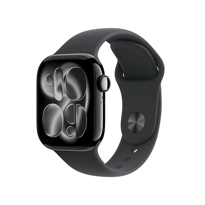 Apple Watch Series 11 [GPS 42mm] Smartwatch with Jet Black Case and Black Sport Band - S/M. Sleep Score, Fitness Tracker, Health Monitoring, Always-On Display, Water-Resistant by Apple - Used - Very Good condition