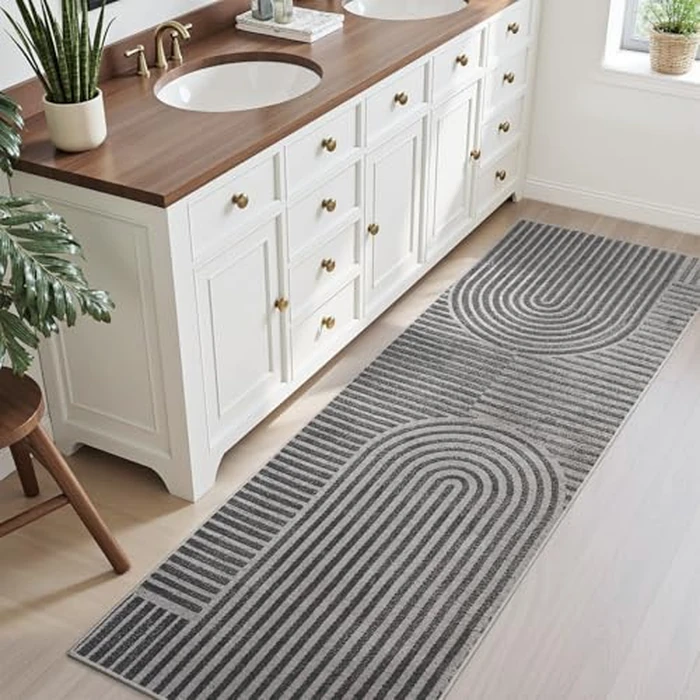 Boho Area Rug 2x6 Runner Rug Machine Washable Hallway Rugs for Bedroom Non Slip Soft Carpet Geometric Textured Runner for Dining Kitchen Office Living Room Rug-Darkgrey by RESARE - Image 4