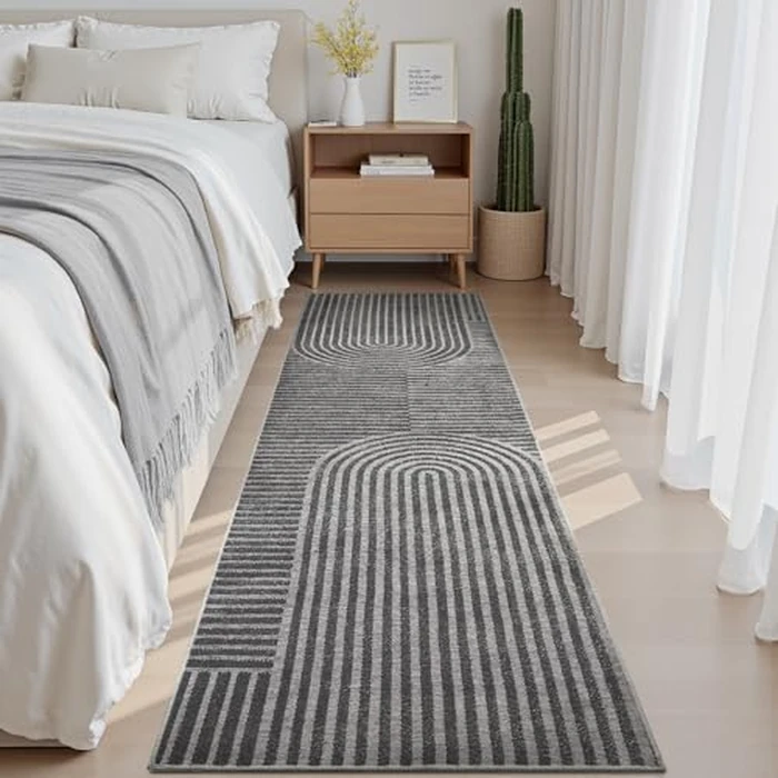 Boho Area Rug 2x6 Runner Rug Machine Washable Hallway Rugs for Bedroom Non Slip Soft Carpet Geometric Textured Runner for Dining Kitchen Office Living Room Rug-Darkgrey by RESARE - Image 5