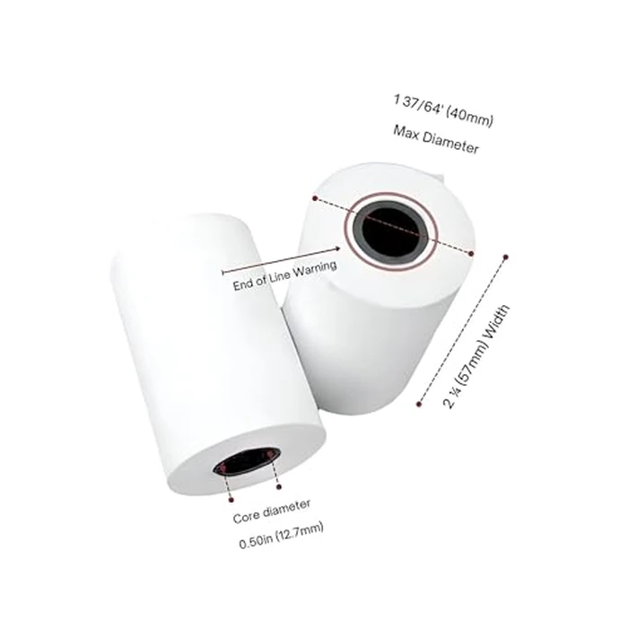 (50 Rolls) 2 1/4 x 50 Thermal Paper Rolls, Receipt Roll Printer Paper - BPA Free 2.25 x 50 Thermal Debit Machine Paper - Fits All POS Systems, Square, Moneris, Verifone & Clover Pos (58mm) by Thermalino - Image 3