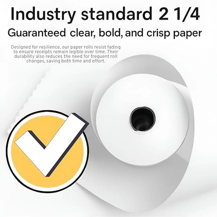 (50 Rolls) 2 1/4 x 50 Thermal Paper Rolls, Receipt Roll Printer Paper - BPA Free 2.25 x 50 Thermal Debit Machine Paper - Fits All POS Systems, Square, Moneris, Verifone & Clover Pos (58mm) by Thermalino - Image 4
