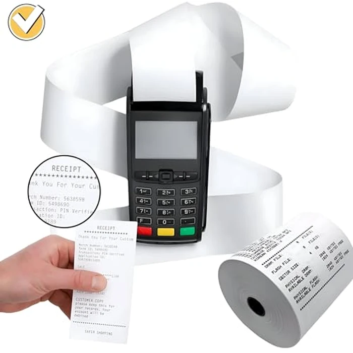 (50 Rolls) 2 1/4 x 50 Thermal Paper Rolls, Receipt Roll Printer Paper - BPA Free 2.25 x 50 Thermal Debit Machine Paper - Fits All POS Systems, Square, Moneris, Verifone & Clover Pos (58mm) by Thermalino - Image 6
