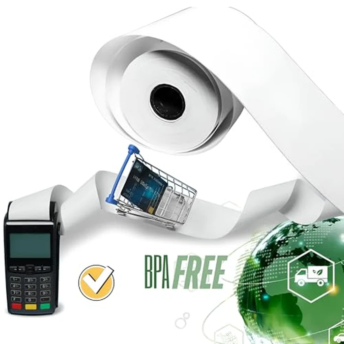 (50 Rolls) 2 1/4 x 50 Thermal Paper Rolls, Receipt Roll Printer Paper - BPA Free 2.25 x 50 Thermal Debit Machine Paper - Fits All POS Systems, Square, Moneris, Verifone & Clover Pos (58mm) by Thermalino - Image 7