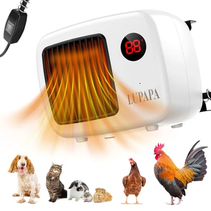 LUPAPA Thermostatic Dog House Heater with Anti-Bite Wires, Wall-Mounted Pet Heater with 2 Wind Speed Modes (300W/600W), Suitable for Pet House Stoves for Dogs Cats Chickens Hamsters by LUPAPA - Used - Like New condition - US$19.79