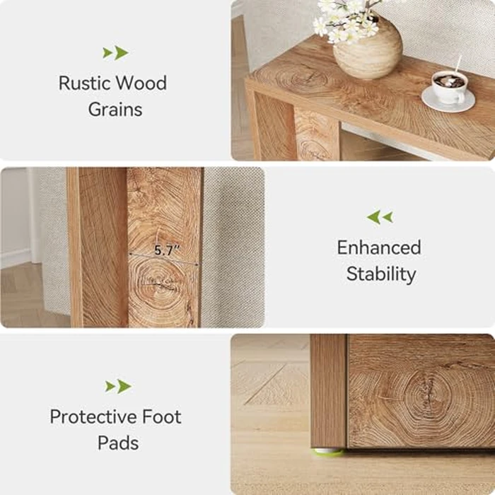 LITTLE TREE C-Shaped Side Table, Narrow 2-Tier End Table for Living Room, Couch, Bedroom, Bedside, Nightstand, Brown by LITTLE TREE - Image 6