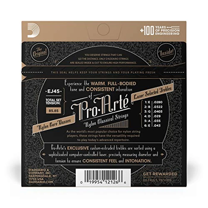 D'Addario EJ45 Pro-Arte Silverplated Wound Clear Nylon Classical Guitar Strings - Normal Tension by D'Addario - Image 2