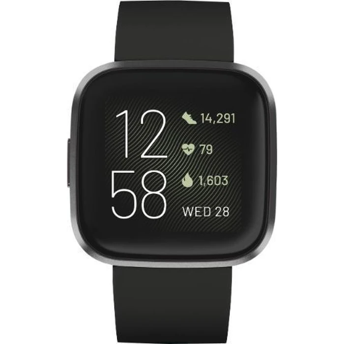 Fitbit Versa 2 Health and Fitness Smartwatch - 40mm - Carbon Aluminum Case with Black Silicone Classic Wrist Band by Fitbit - Image 1