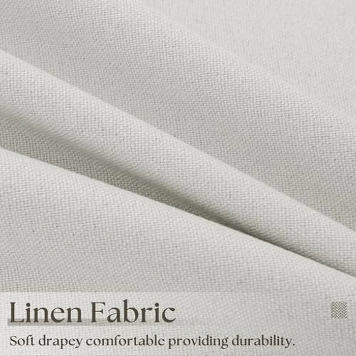 100% Blackout Linen Curtains 63 Inch 2 Panels Nature Linen Texture Black Out Curtains Grommet Top Thermal Insulated Drapes Panels Farmhouse for Living Room Bedroom Kitchen Door 52x63 Inch Cream by TWODRAPES - Image 4