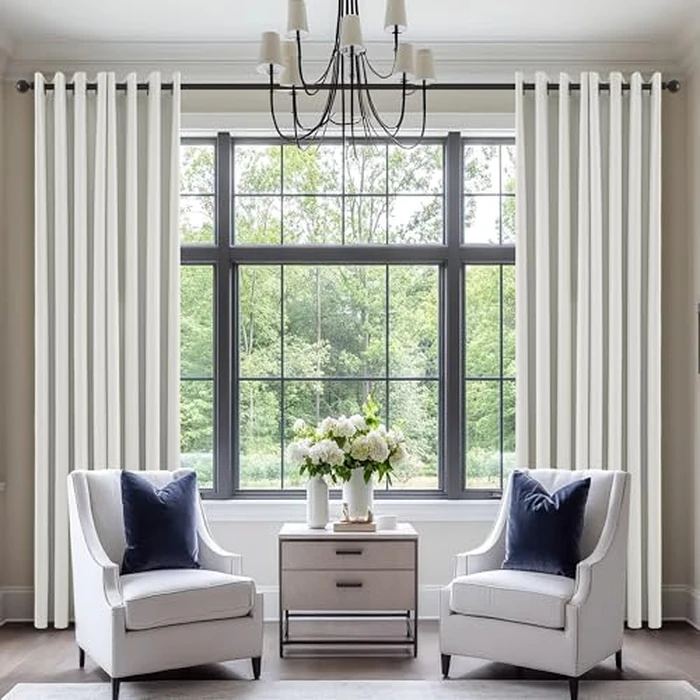 100% Blackout Linen Curtains 63 Inch 2 Panels Nature Linen Texture Black Out Curtains Grommet Top Thermal Insulated Drapes Panels Farmhouse for Living Room Bedroom Kitchen Door 52x63 Inch Cream by TWODRAPES - Image 5
