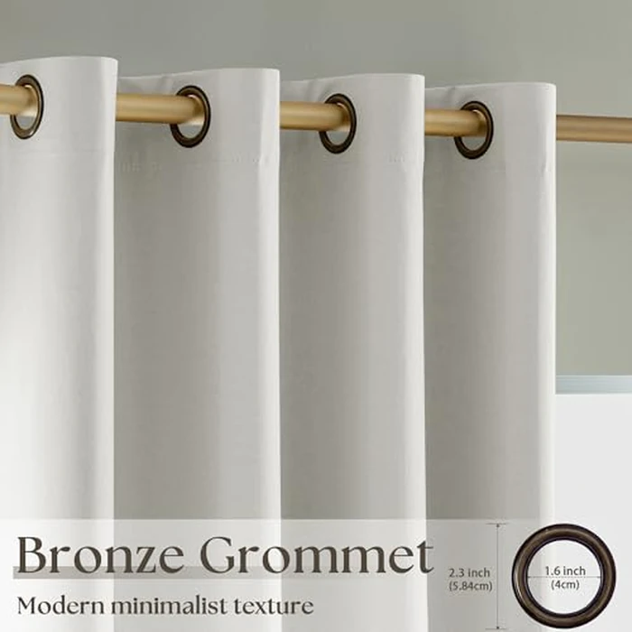 100% Blackout Linen Curtains 63 Inch 2 Panels Nature Linen Texture Black Out Curtains Grommet Top Thermal Insulated Drapes Panels Farmhouse for Living Room Bedroom Kitchen Door 52x63 Inch Cream by TWODRAPES - Image 6