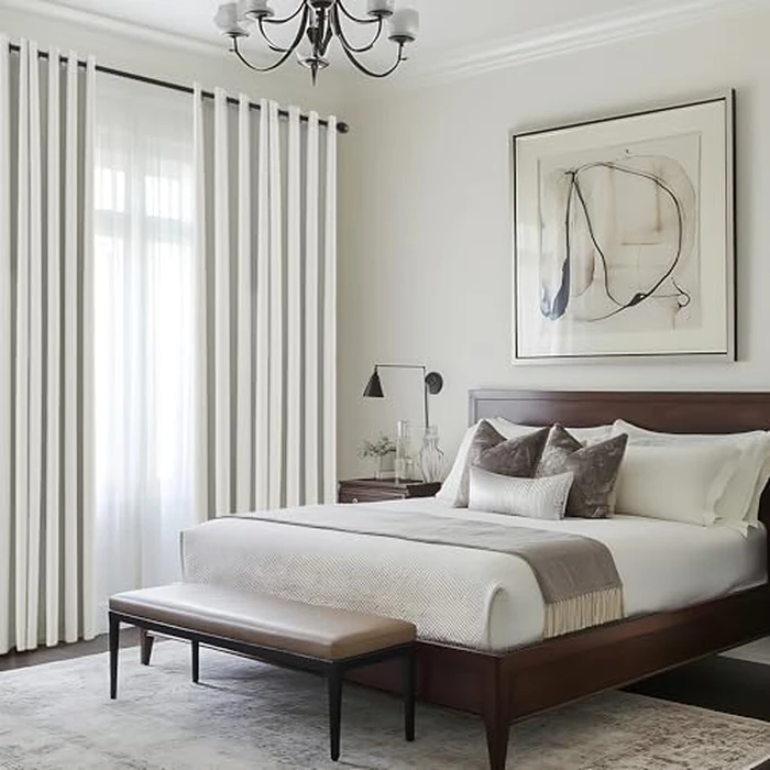 100% Blackout Linen Curtains 63 Inch 2 Panels Nature Linen Texture Black Out Curtains Grommet Top Thermal Insulated Drapes Panels Farmhouse for Living Room Bedroom Kitchen Door 52x63 Inch Cream by TWODRAPES - Image 7