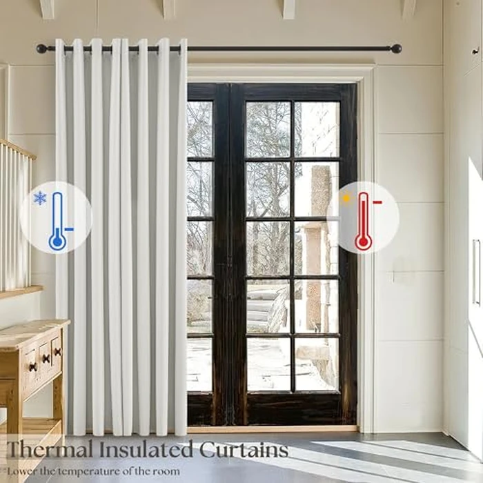 100% Blackout Linen Curtains 63 Inch 2 Panels Nature Linen Texture Black Out Curtains Grommet Top Thermal Insulated Drapes Panels Farmhouse for Living Room Bedroom Kitchen Door 52x63 Inch Cream by TWODRAPES - Image 9