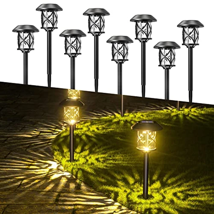 Solar Pathway Lights 8 Pack, Quntis IP65 Waterproof Solar Lights Outdoor, Auto On/Off Solar Garden Lights Landscape Lighting, Warm White Path Lights Solar Powered for Yard Driveway Walkway Patio Lawn by Quntis - Image 1