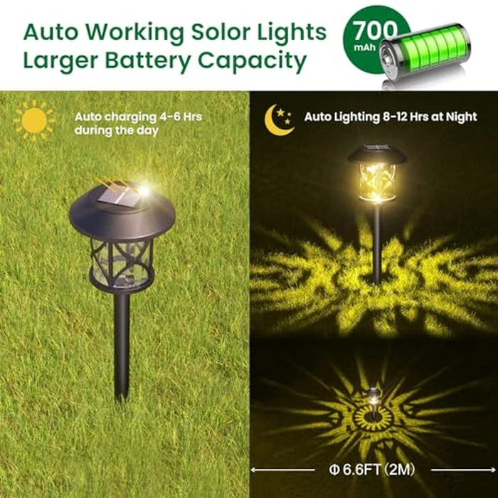Solar Pathway Lights 8 Pack, Quntis IP65 Waterproof Solar Lights Outdoor, Auto On/Off Solar Garden Lights Landscape Lighting, Warm White Path Lights Solar Powered for Yard Driveway Walkway Patio Lawn by Quntis - Image 4